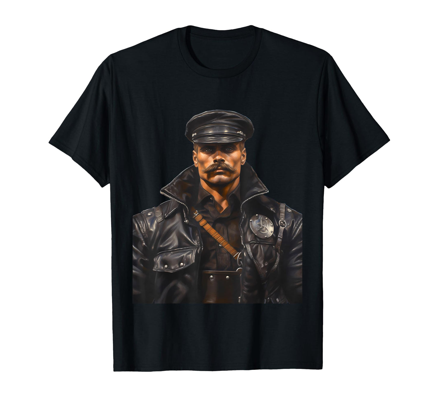 180g cotton round neck single side printed t-shirt, gay muscle daddy bear pride leather gay biker t-shirt, casual t-shirt for men and women, perfect t-shirt for holiday gift, Christmas gift, 2025 gift, New Year gift