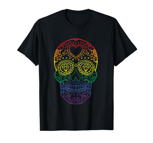 180g pure cotton round neck single side printed t-shirt, Halloween gay pride skull LGBT t-shirt, casual t-shirt for men and women, perfect t-shirt for holiday gift, Christmas gift, 2025 gift, New Year gift