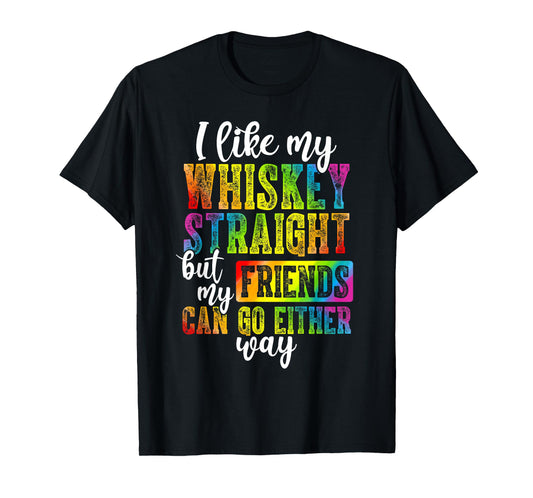 180g pure cotton round neck single side printed T-shirt, LGBTQ gay pride parade pride ally love my whiskey straight friend T-shirt, casual T-shirts for men and women, perfect T-shirt for holiday gifts, Christmas gifts, 2025 gifts, New Year gifts