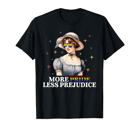 180g pure cotton round neck single side printed T-shirt, more pride less prejudice rainbow LGBT gay pride parade T-shirt, casual T-shirt for men and women, perfect T-shirt for holiday gifts, Christmas gifts, 2025 gifts, New Year gifts