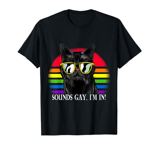 180g pure cotton round neck single side printed t-shirt, sounds gay, I participate in LGBT cat pride month t-shirt, casual t-shirts for men and women, perfect t-shirt for holiday gifts, Christmas gifts, 2025 gifts, New Year gifts