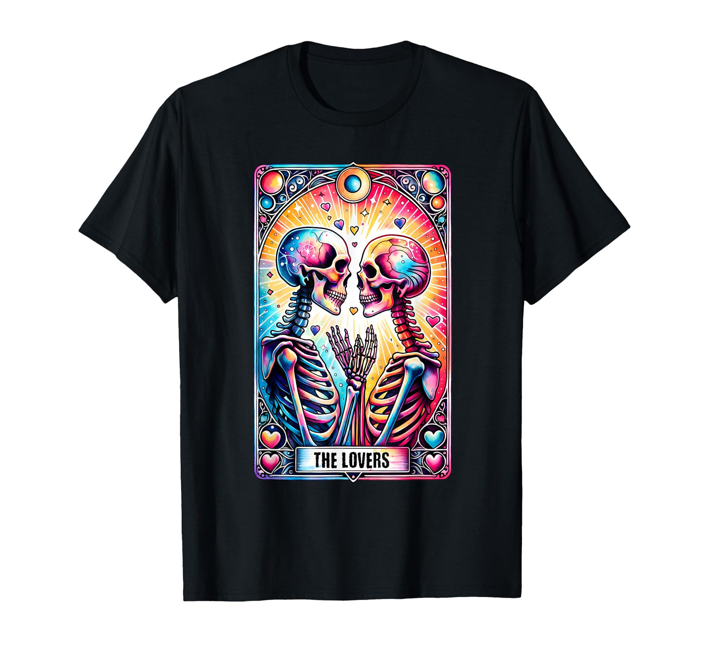 180g pure cotton round neck single-sided printed T-shirt, Tarot love skull rainbow LGBT gay pride T-shirt, casual T-shirt for men and women, perfect T-shirt for holiday gifts, Christmas gifts, 2025 gifts, New Year gifts