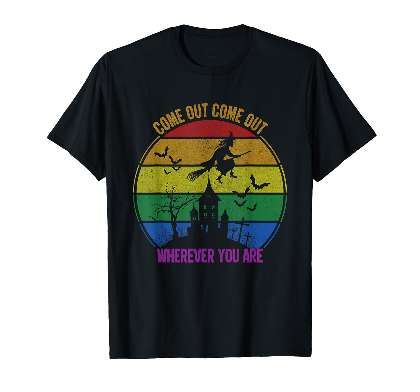 180g cotton round neck single side printed t-shirt, LGBTQ Halloween witch pride flag, suitable for lesbian Halloween t-shirts, casual t-shirts for men and women, perfect t-shirt for holiday gifts, Christmas gifts, 2025 gifts, New Year gifts