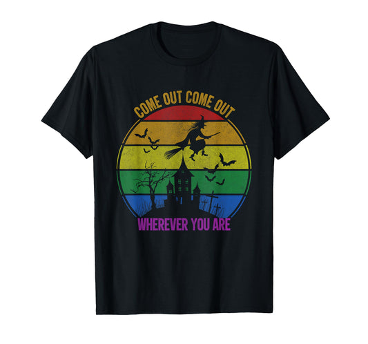 180g cotton round neck single side printed t-shirt, LGBTQ Halloween witch pride flag, suitable for lesbian Halloween t-shirts, casual t-shirts for men and women, perfect t-shirt for holiday gifts, Christmas gifts, 2025 gifts, New Year gifts