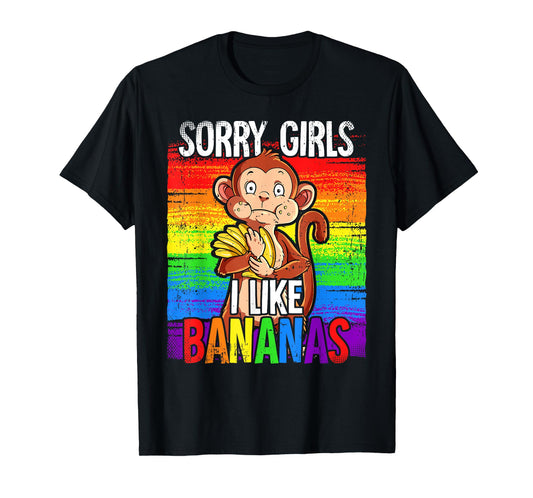 180g pure cotton round neck single side printed T-shirt, Pride Month LGBTQ Rainbow Flag Sorry Girl I Love Banana T-shirt, Casual T-shirts for Men and Women, Perfect T-shirt for Holiday Gifts, Christmas Gifts, 2025 Gifts, New Year Gifts