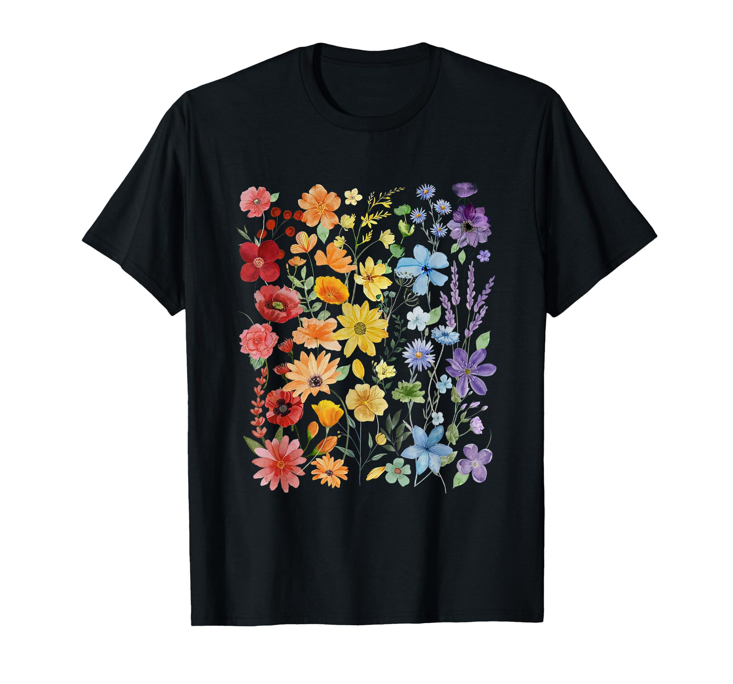180g pure cotton round neck single-sided printed T-shirt, gay pride festival exquisite wildflower LGBTQ month rainbow flower T-shirt, casual T-shirt suitable for men and women, perfect T-shirt for holiday gifts, Christmas gifts, 2025 gifts, New Year gifts